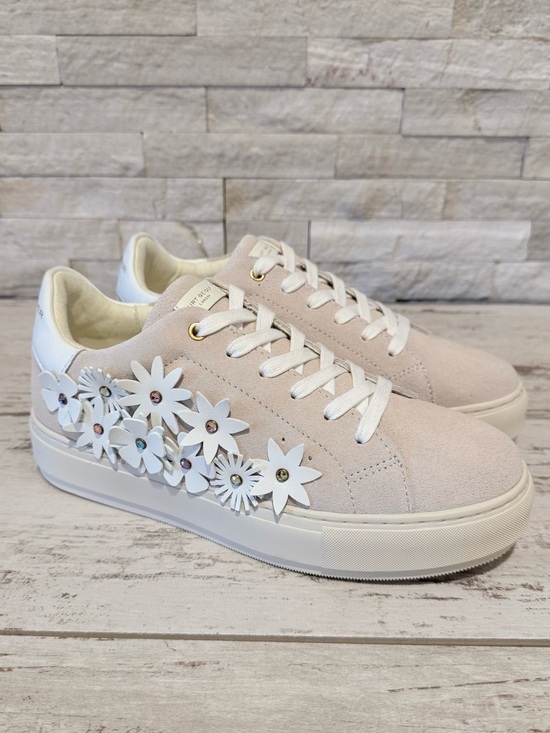 Kurt Geiger Shoes - Kurt Geiger London Laney Flower Suede Platform Sneakers Bone Combo Sz 40.5 EU